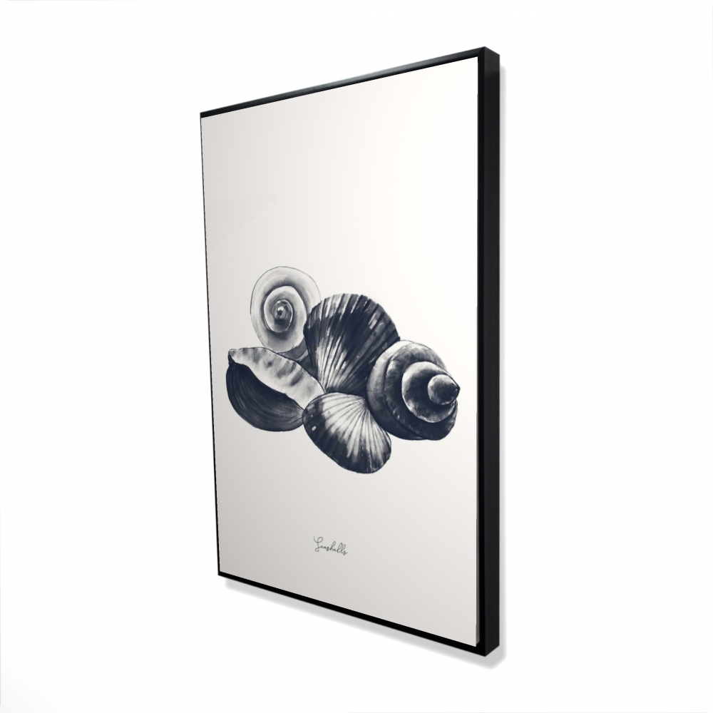 2081-3624-CO129-1 24 x 36 in. Blue Seaside Shells - Beige Framed Canvas for Home Decor
