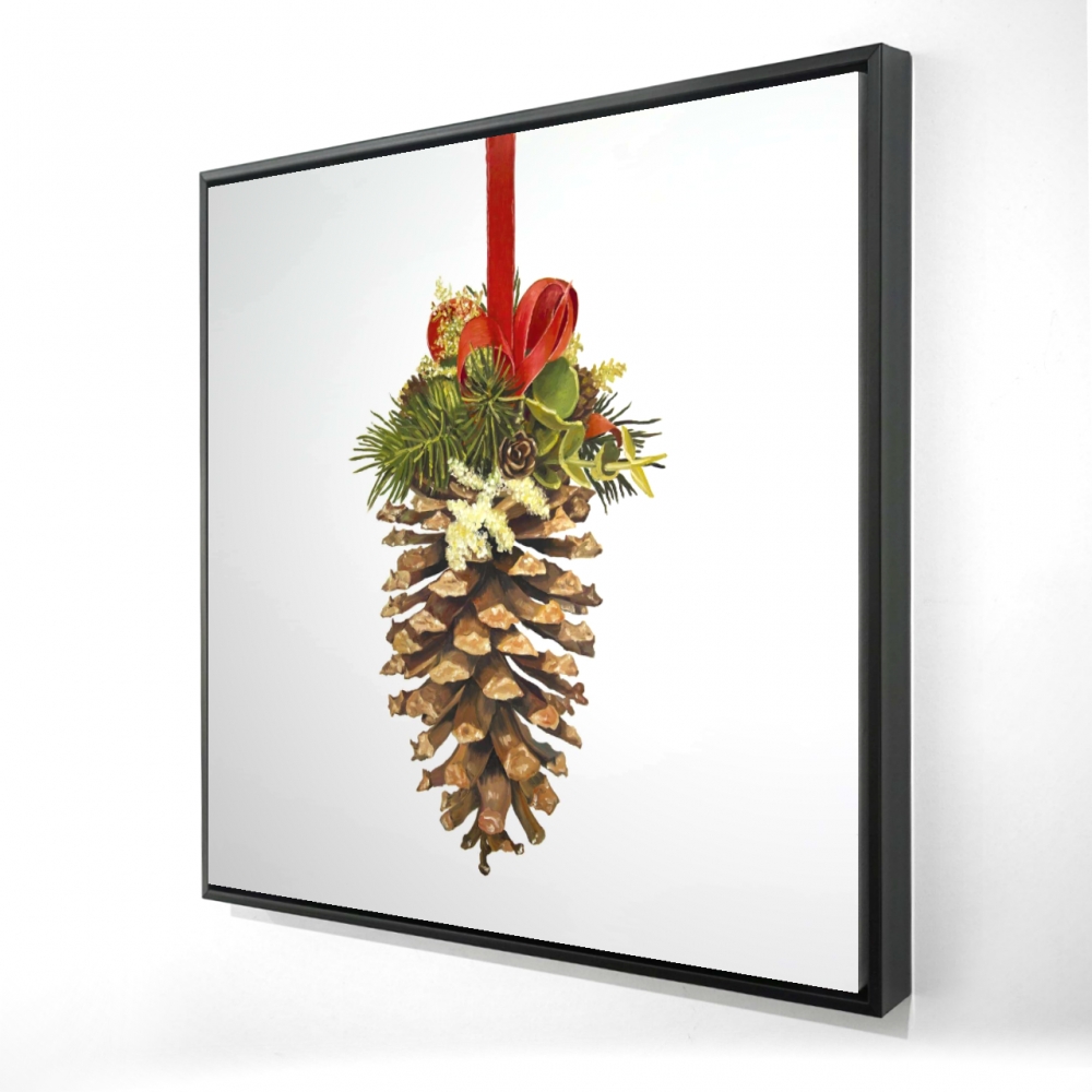 2081-3636-HO12 36 x 36 in. Christmas Pine Cone - Rustic Trees Framed Canvas Home Decor