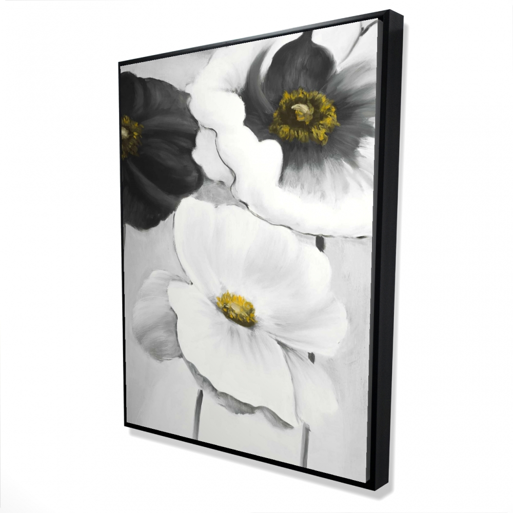 2081-4836-FL121 36 x 48 in. Assorted White Flowers - Black Framed Canvas for Home Decor