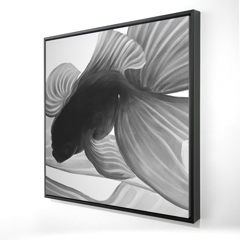 2081-2424-AN176-2 24 x 24 in. Monochrome Two Betta - Coastal Framed Canvas Home Decor