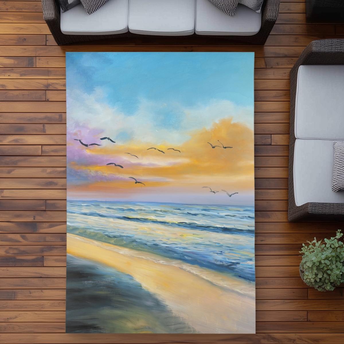 C1ROAR57WLKWBY 5 x 7 ft. Breathtaking Tropical Sunset Outdoor Area Rug - Home Decor - Rectangle