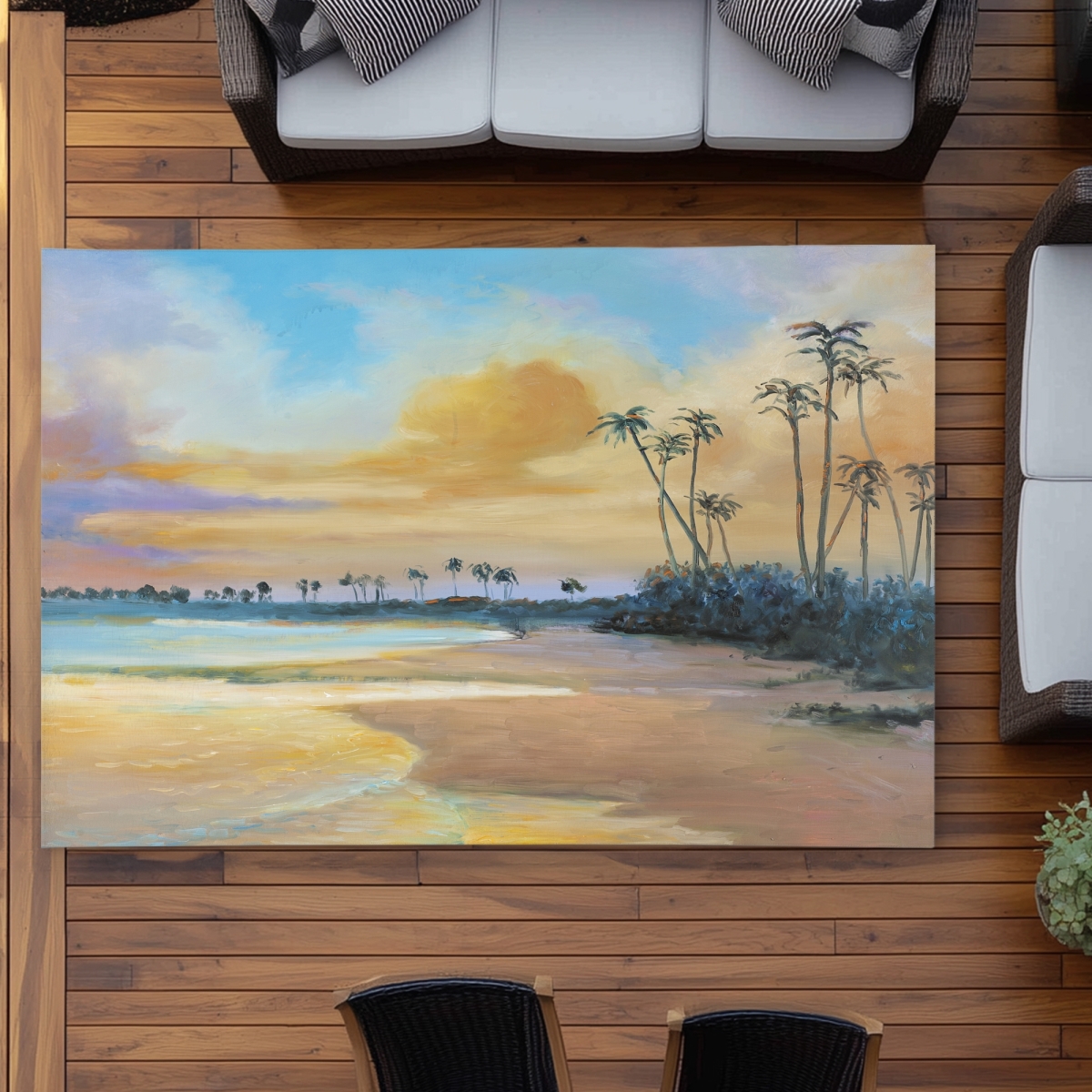 C1ROAR571RTMAC 5 x 7 ft. Sunset By the Sea - Waves Scenic Outdoor Area Rug for Home Decor - Rectangle