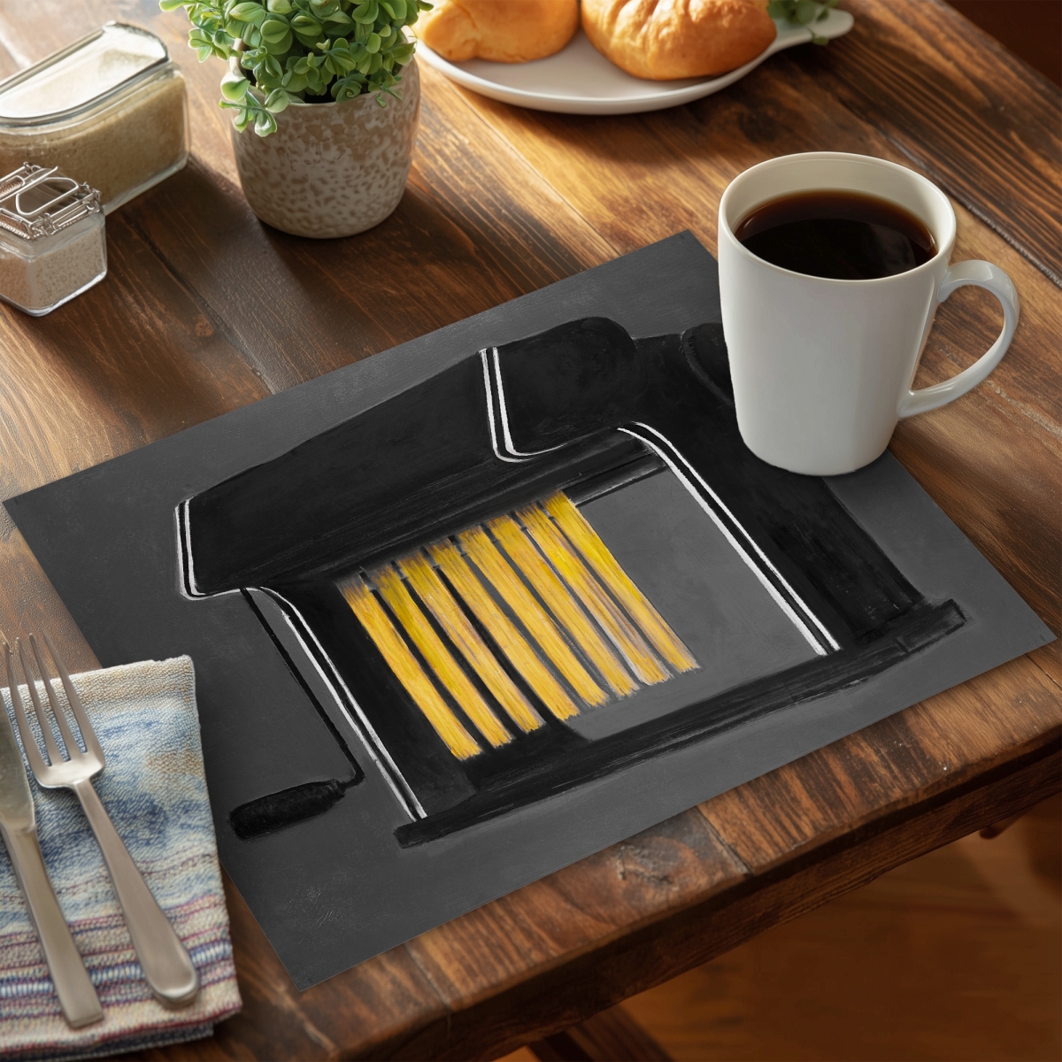 Picture of Begin Home Decor C4PP1418P6EKIB 14 x 18 in. Fresh Pasta Machine - Polyester Placemat for Home Decor - Set of 4