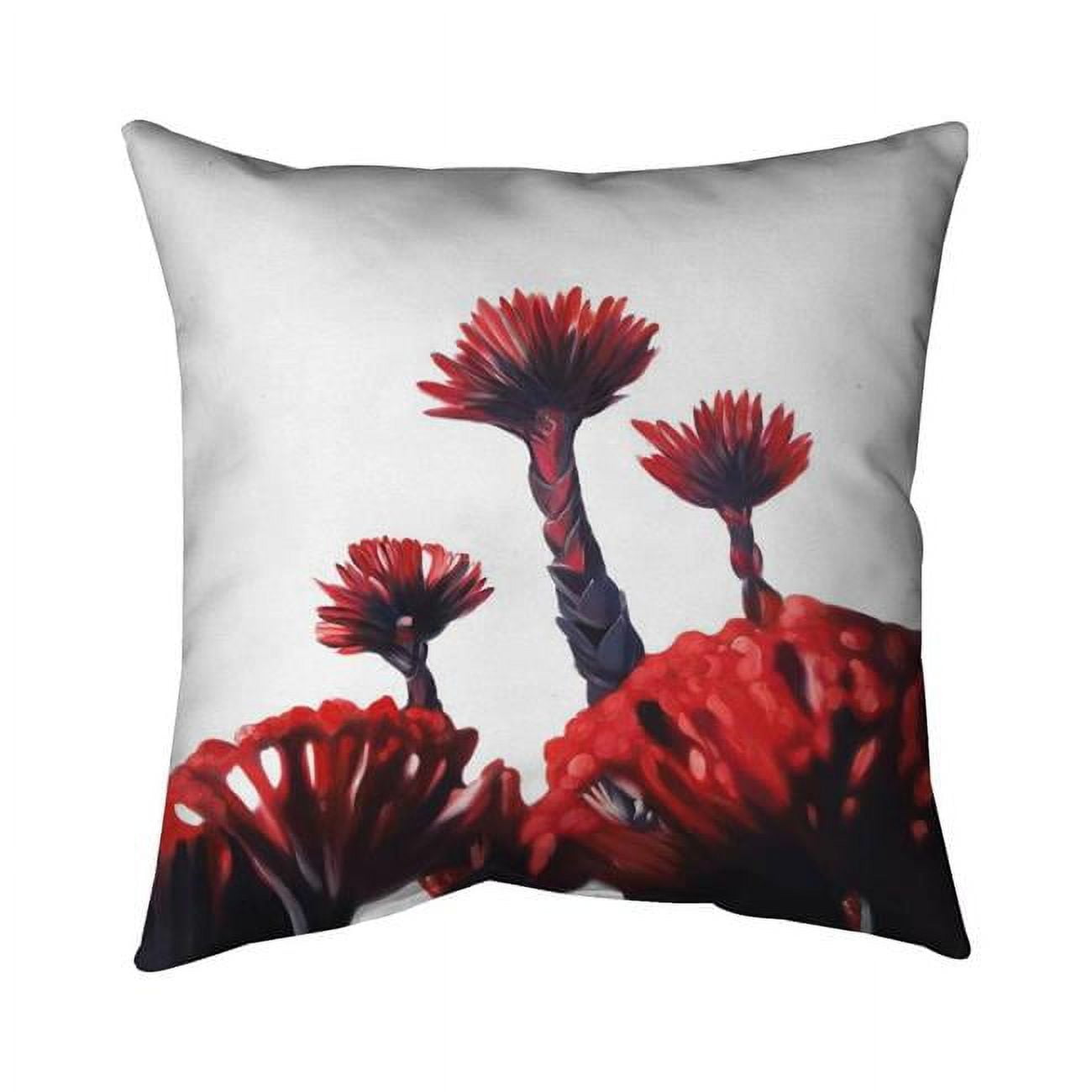 20 x 20 in. Red Tropical Flowers-Double Sided Print Indoor Pillow