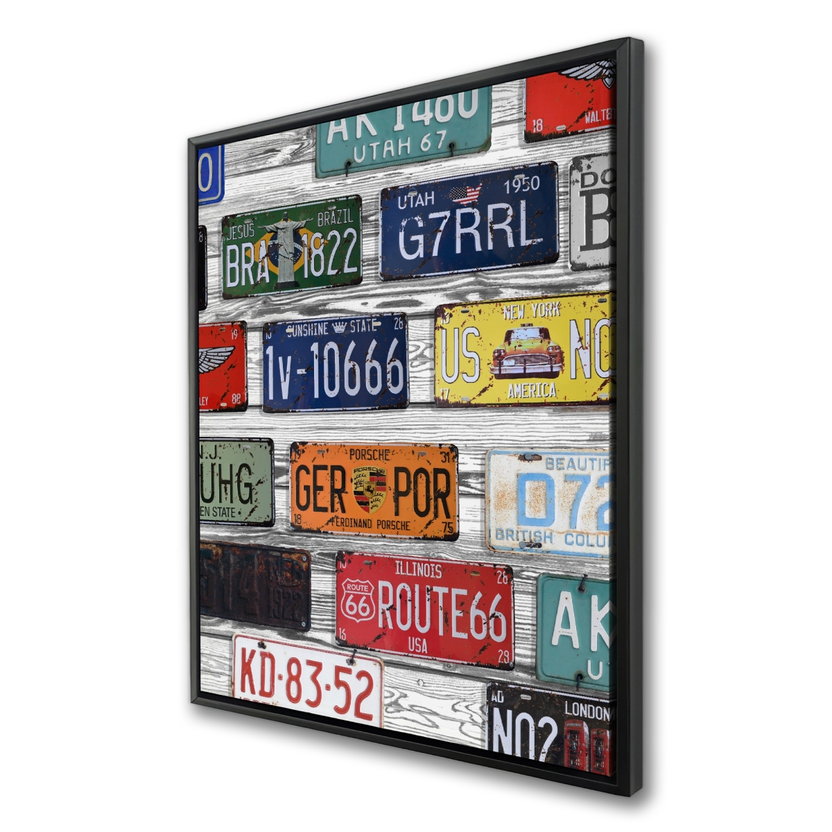 C1FC3648SLKVZQ 36 x 48 in. Number Plates - Man Cave Typo & Symbols Framed Canvas Decor