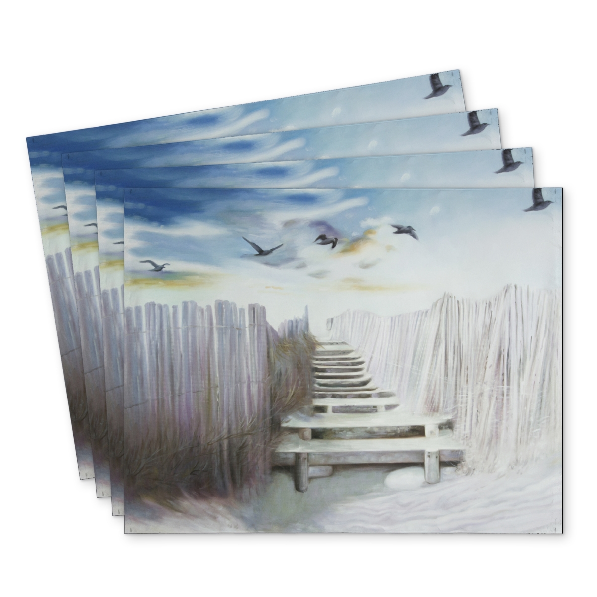 Picture of Begin Home Decor C4PP1418D6R611 14 x 18 in. Break At the Beach Polyester Placemat for Home Decor - Stylish - Set of 4