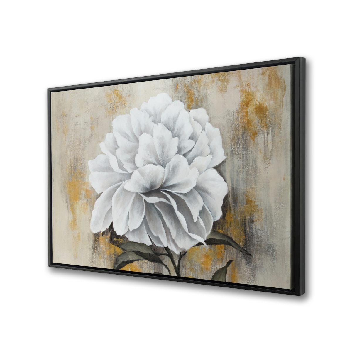 C1FC2436OQ4Q8B 24 x 36 in. White Peony - Rustic Floral Framed Canvas for Home Decor