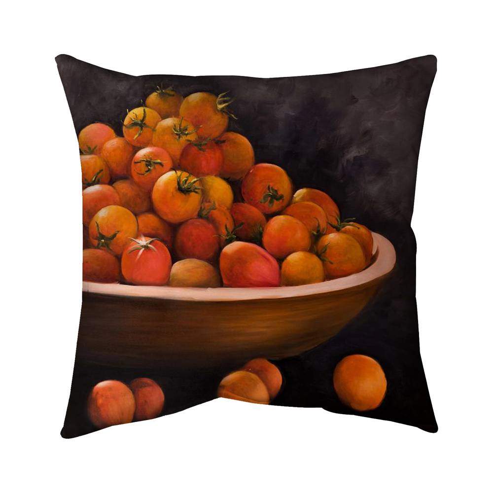 5542-1818-GA57 18 x 18 in. Bowl of Cherry Tomatoes - Red Still Life Outdoor Throw Pillow