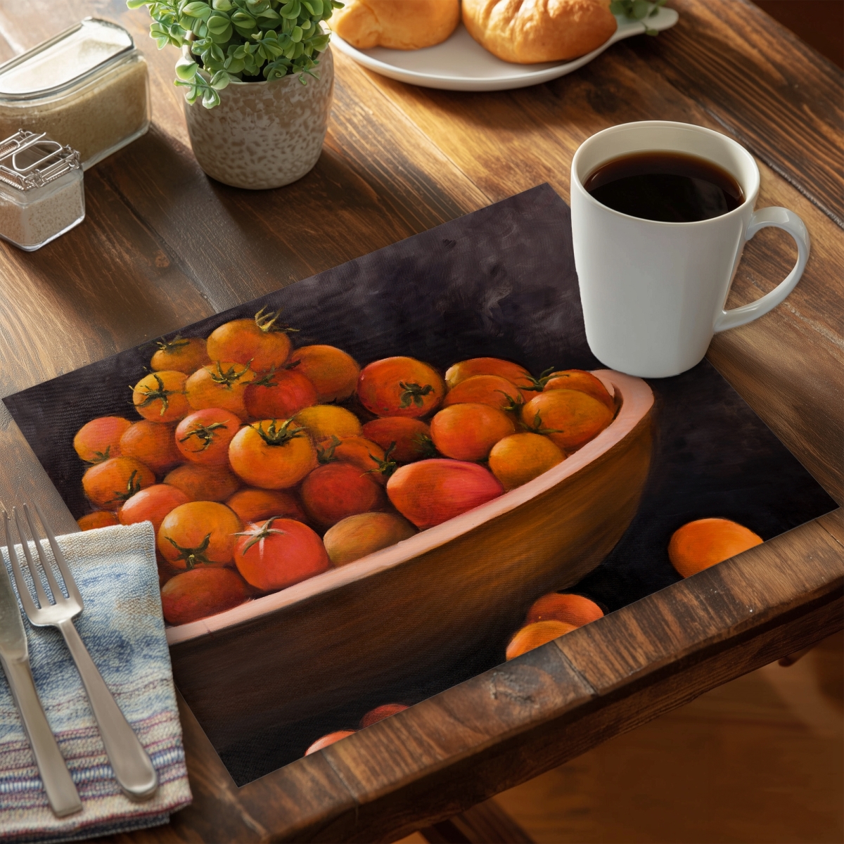 Picture of Begin Home Decor C4PP1418U8HZ5S 14 x 18 in. Bowl of Cherry Tomatoes Polyester Placemat - Home Decor - Set of 4