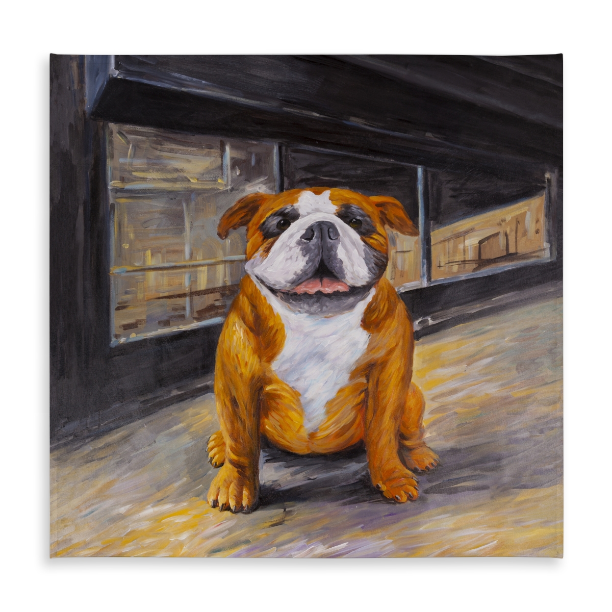 Picture of Begin Home Decor C1TC5858GC5WP1 58 x 58 in. Smiling Bulldog - Modern Indoor Outdoor Tablecloth for Home Decor