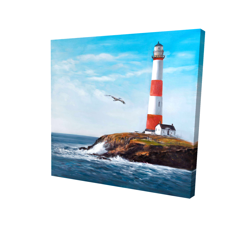 2080-3636-CO50 36 x 36 in. Lighthouse At the Edge of the Sea - Blue Canvas Art for Home
