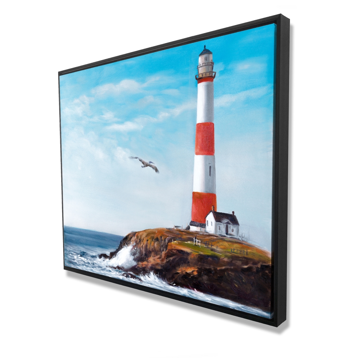 C1FC4860NTKIK8 48 x 60 in. Lighthouse At the Edge of the Sea - Marine Canvas Art Decor