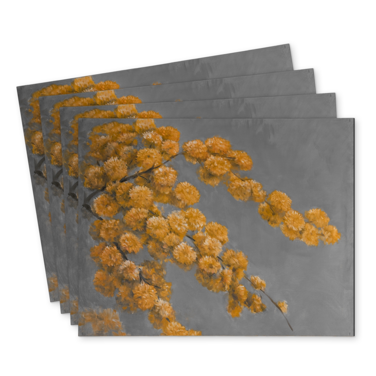 Picture of Begin Home Decor C4PP141813FEQT 14 x 18 in. Golden Wattle Plant Polyester Placemat for Home Decor - Set of 4
