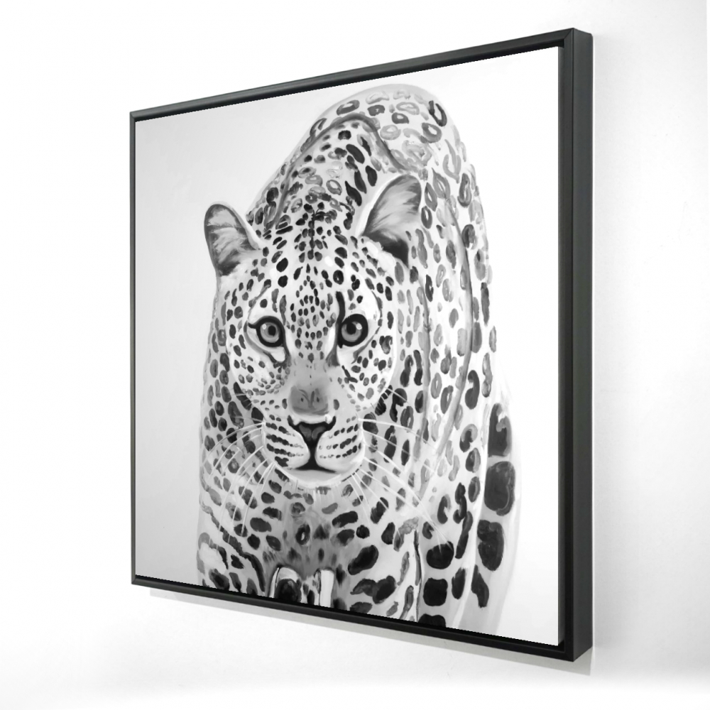 2081-3636-AN244 36 x 36 in. Leopard Ready To Attack - Framed Canvas for Home Decor