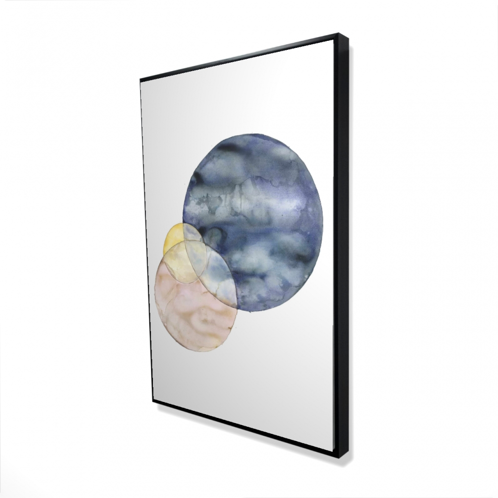 2081-3624-AB98 24 x 36 in. Circles - Pattern Blue Framed Canvas for Stylish Home Decor