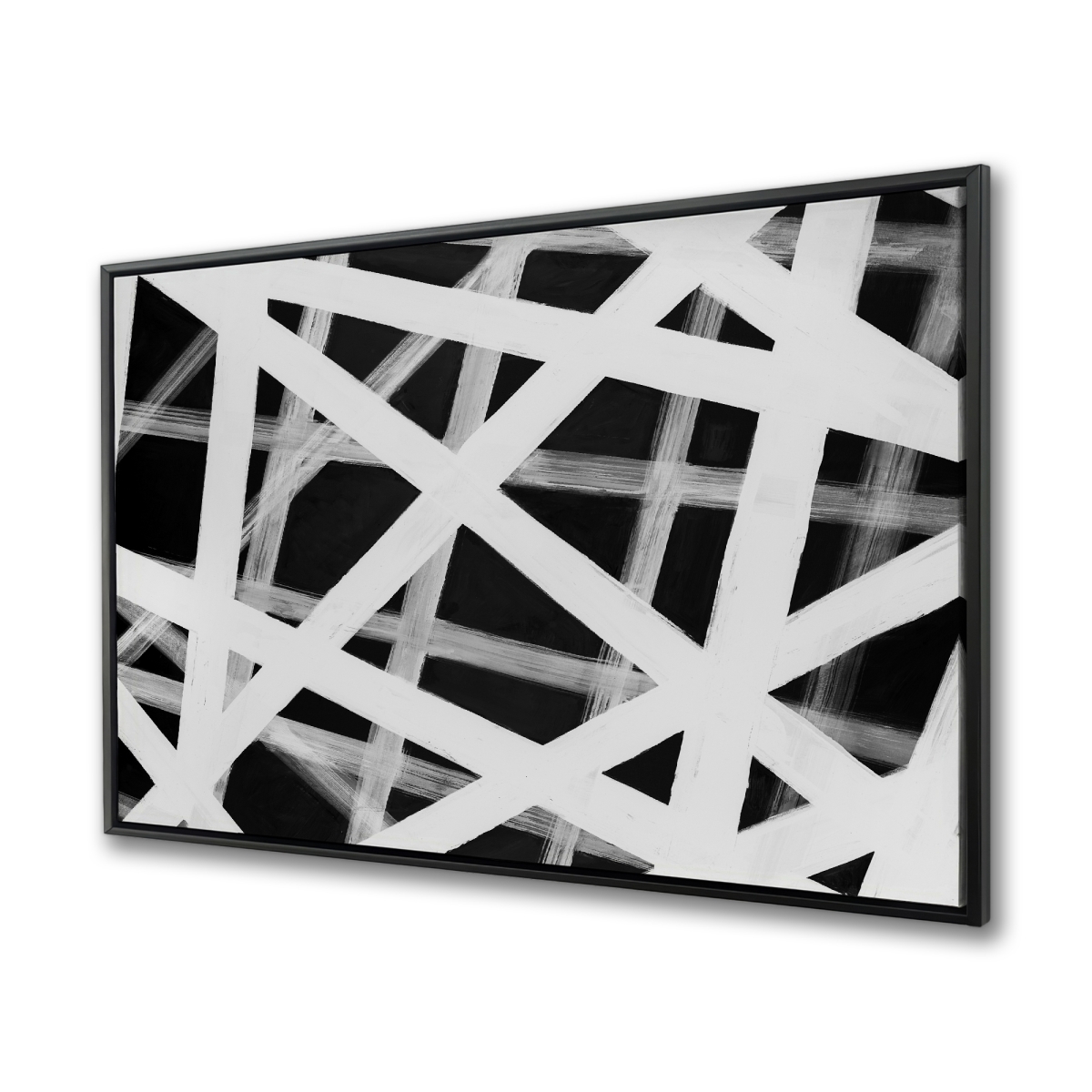 C1FC3648F1YZSS 36 x 48 in. Geometric Stripes - Black Man Cave Framed Canvas Home Decor