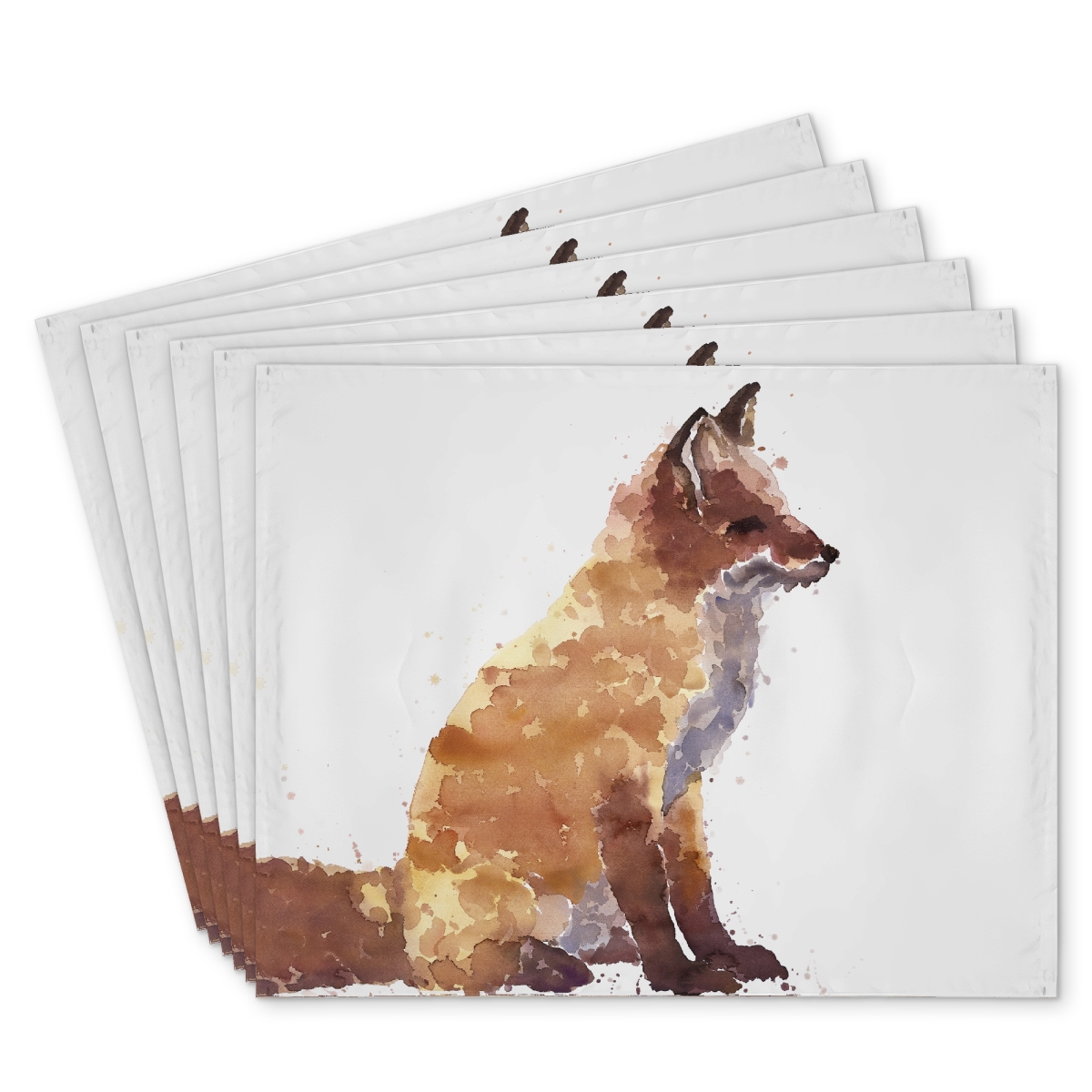 Picture of Begin Home Decor C6PP1418NOIK9T 14 x 18 in. Red Fox Polyester Placemat - Stylish Home Decor Accent - Set of 6