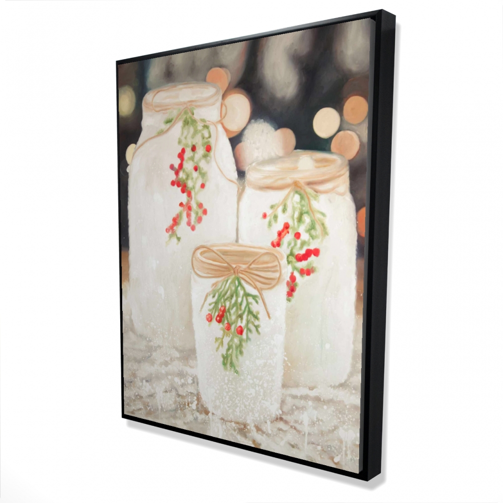 2081-4836-HO10 36 x 48 in. Christmas Candles - Red Still Life Framed Canvas Home Decor