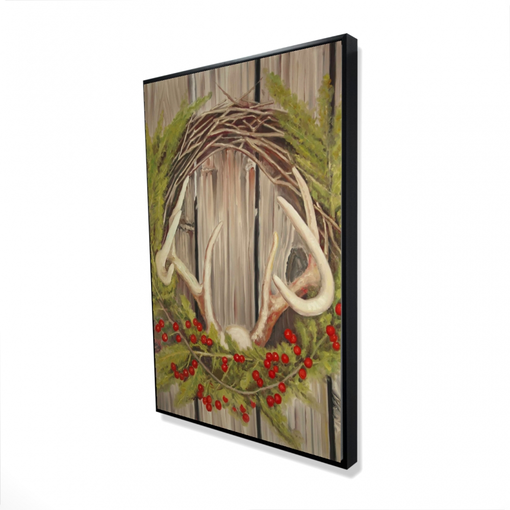 2081-3624-HO11 24 x 36 in. Christmas Wreath with Panache - Botanical Rustic Canvas Decor
