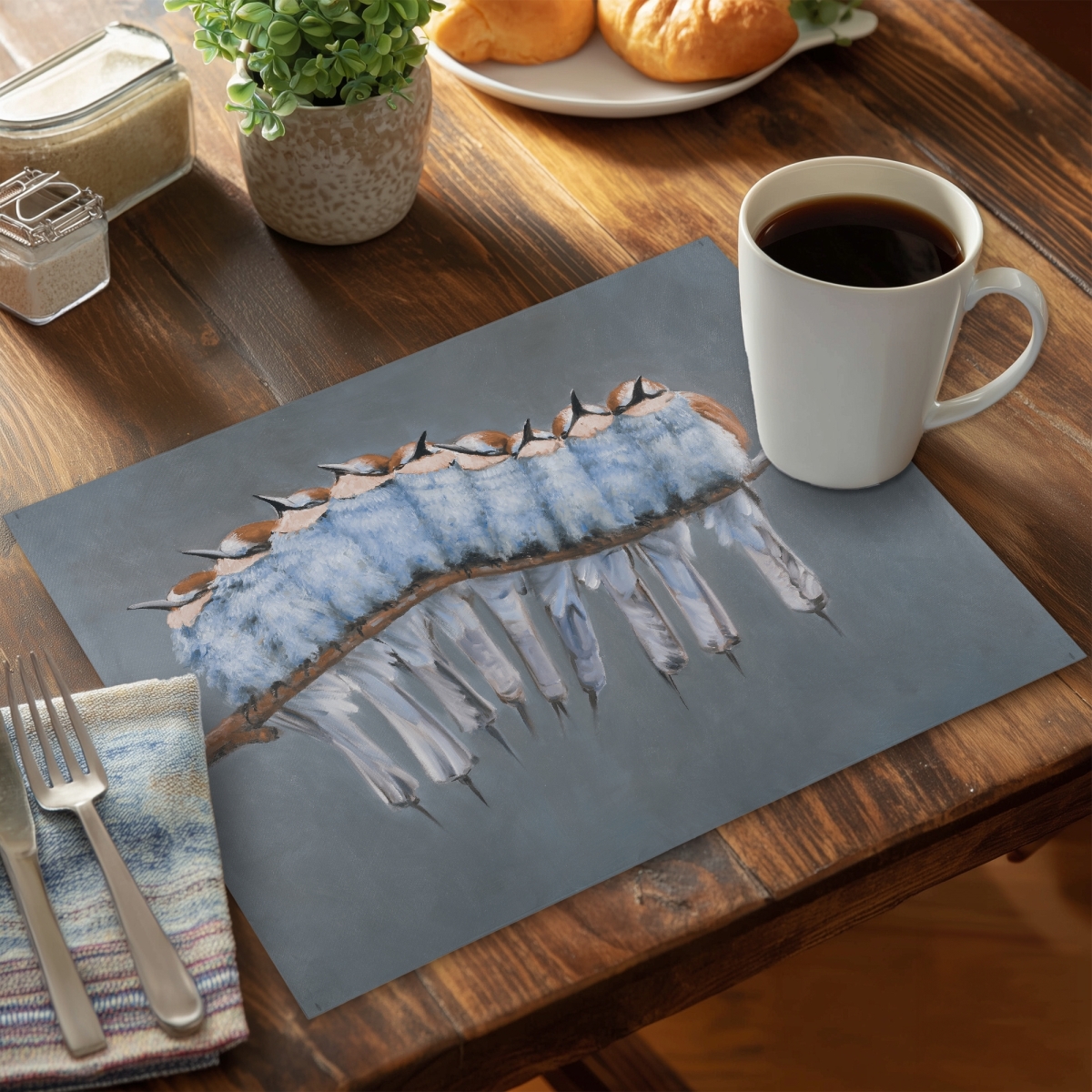 Picture of Begin Home Decor C4PP14187W988B 14 x 18 in. Bunch of Small Birds on a Branch Polyester Placemat - Home Decor - Set of 4