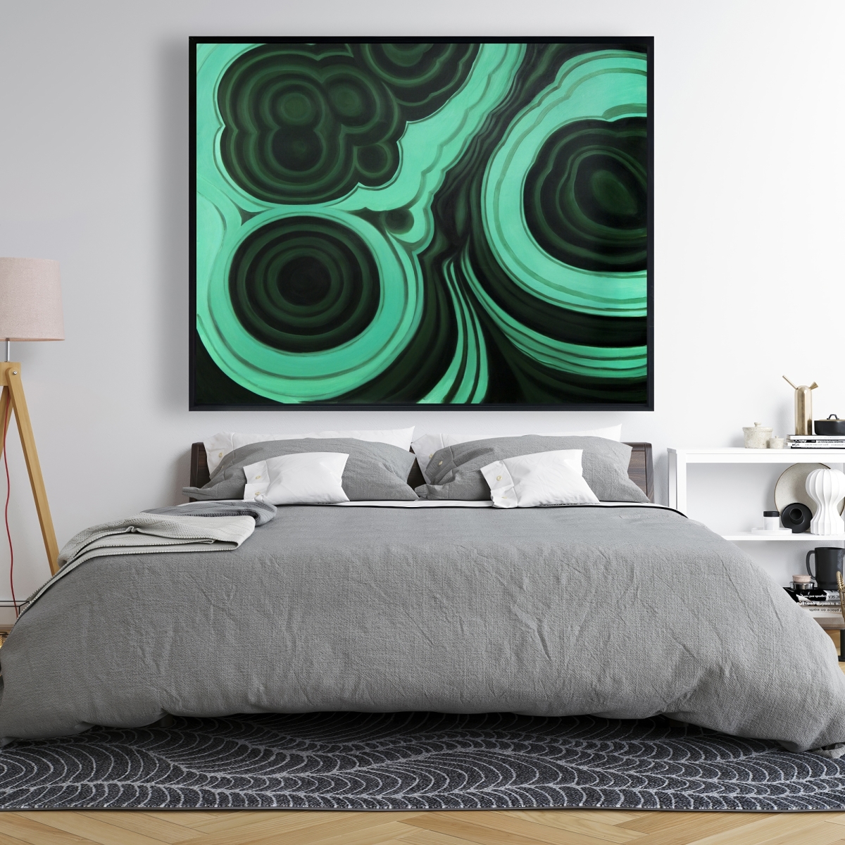 C1FC4860IB0DNV 48 x 60 in. Malachite Stone - Green Retro Framed Canvas Home Decor