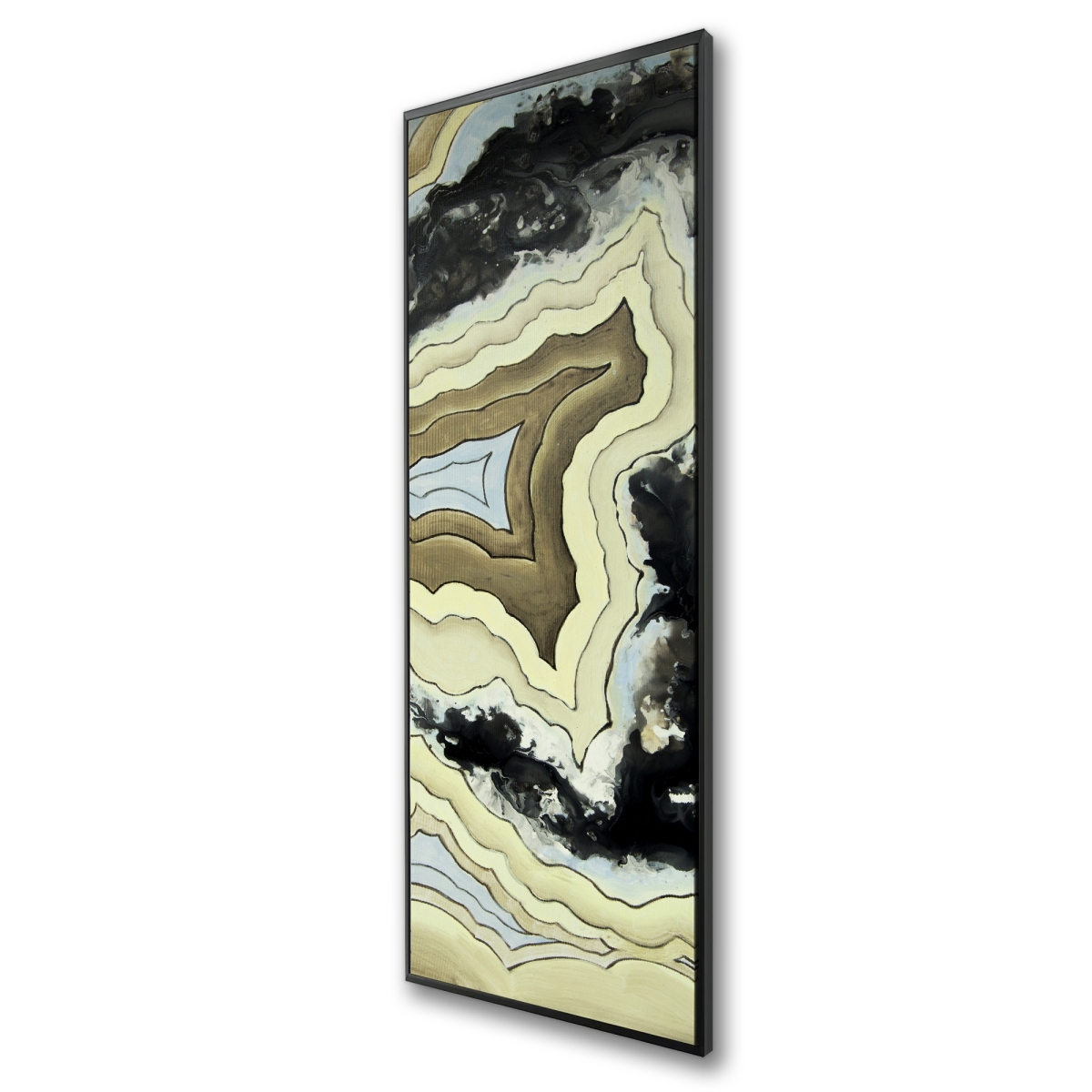 C1FC1648I6IFAL 16 x 48 in. Lace Agate Black Modern Framed Canvas - Elegant Home Decor