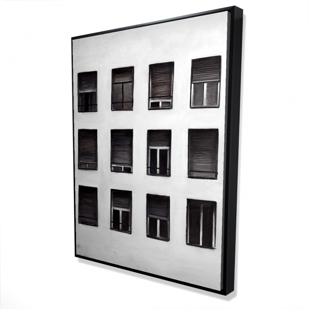 2081-4836-CI274 36 x 48 in. Windows - Cities Building Framed Canvas for Home Decor