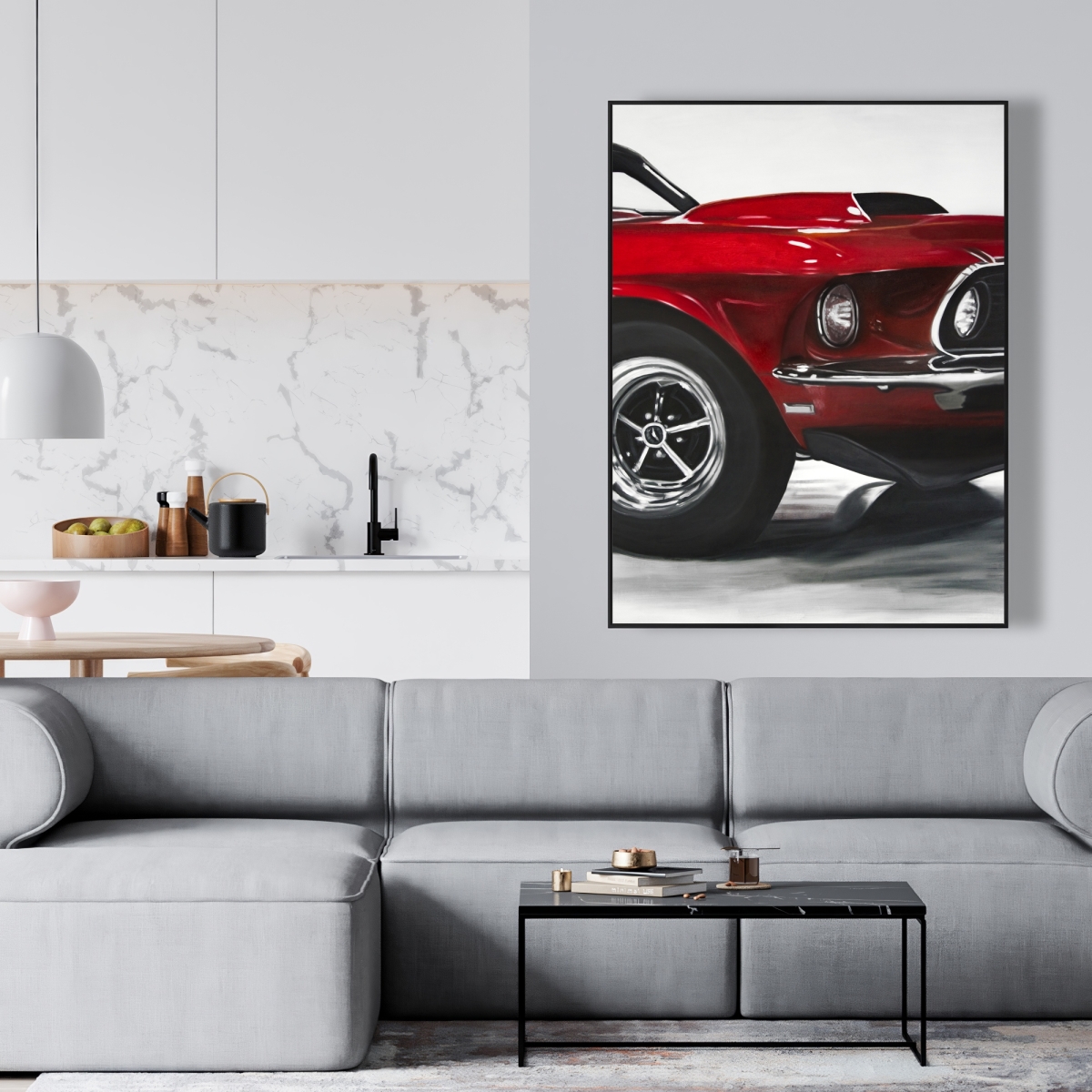 C1FC3648WLPJMA 36 x 48 in. Classic Red Car - Man Cave Red Framed Canvas Home Decor