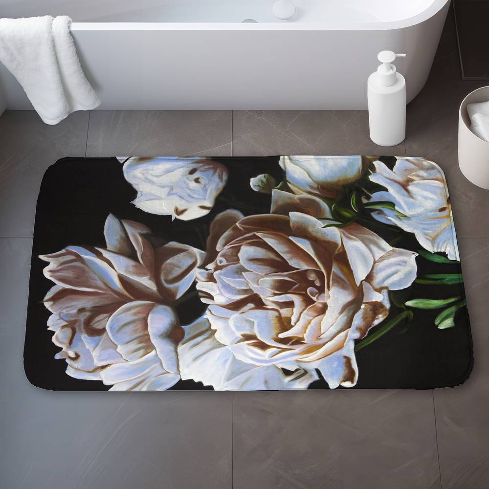 5930-3421-FL355 21 x 34 in. Peonies Bathroom Bath Mat - Home Decor Essentials