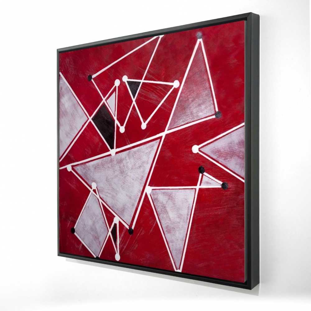 2081-3636-AB16 36 x 36 in. White Triangles on Red Background - Shapes Canvas Art - Home Decor