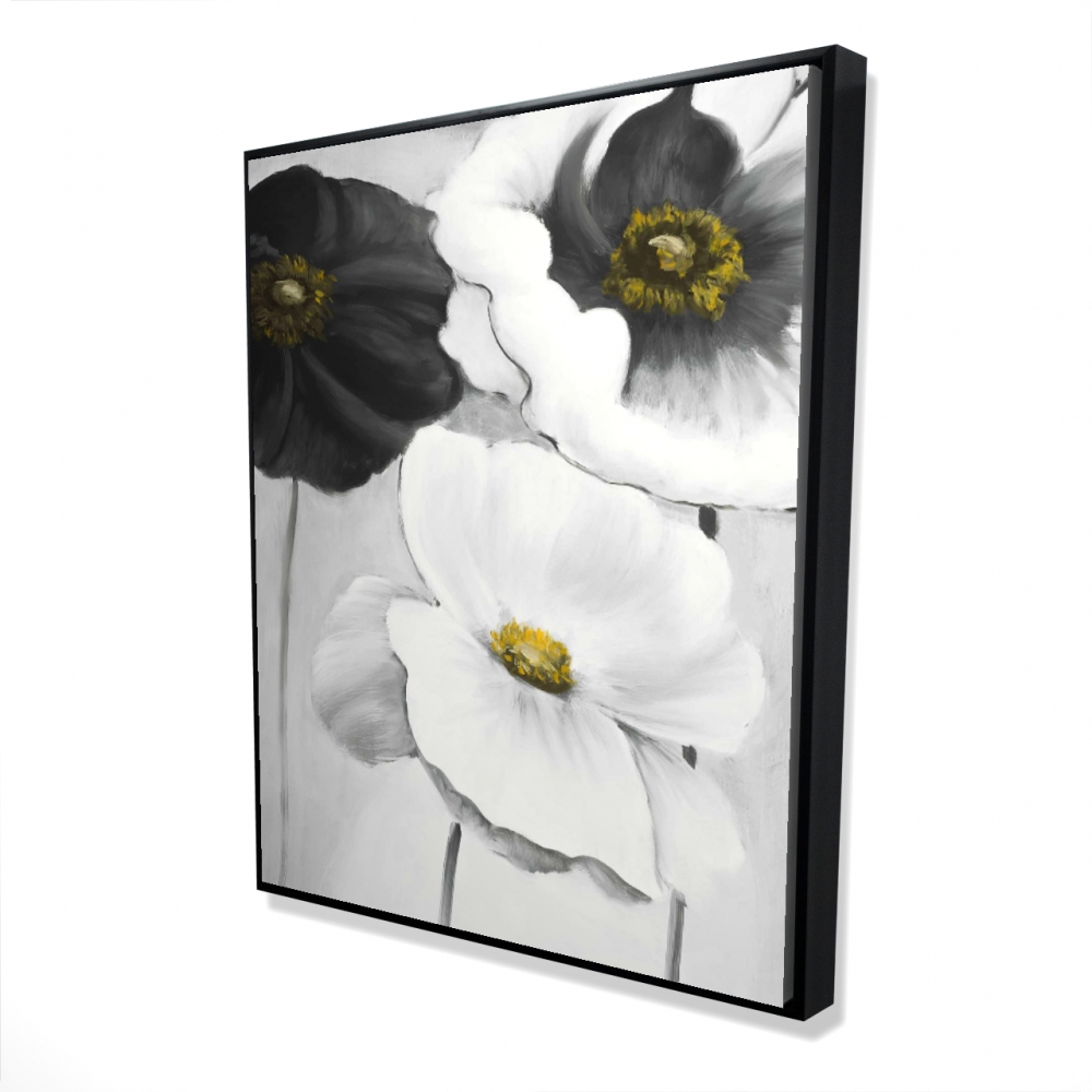 2081-6048-FL121 48 x 60 in. Assorted White Flowers - Botanical Framed Canvas for Home Decor