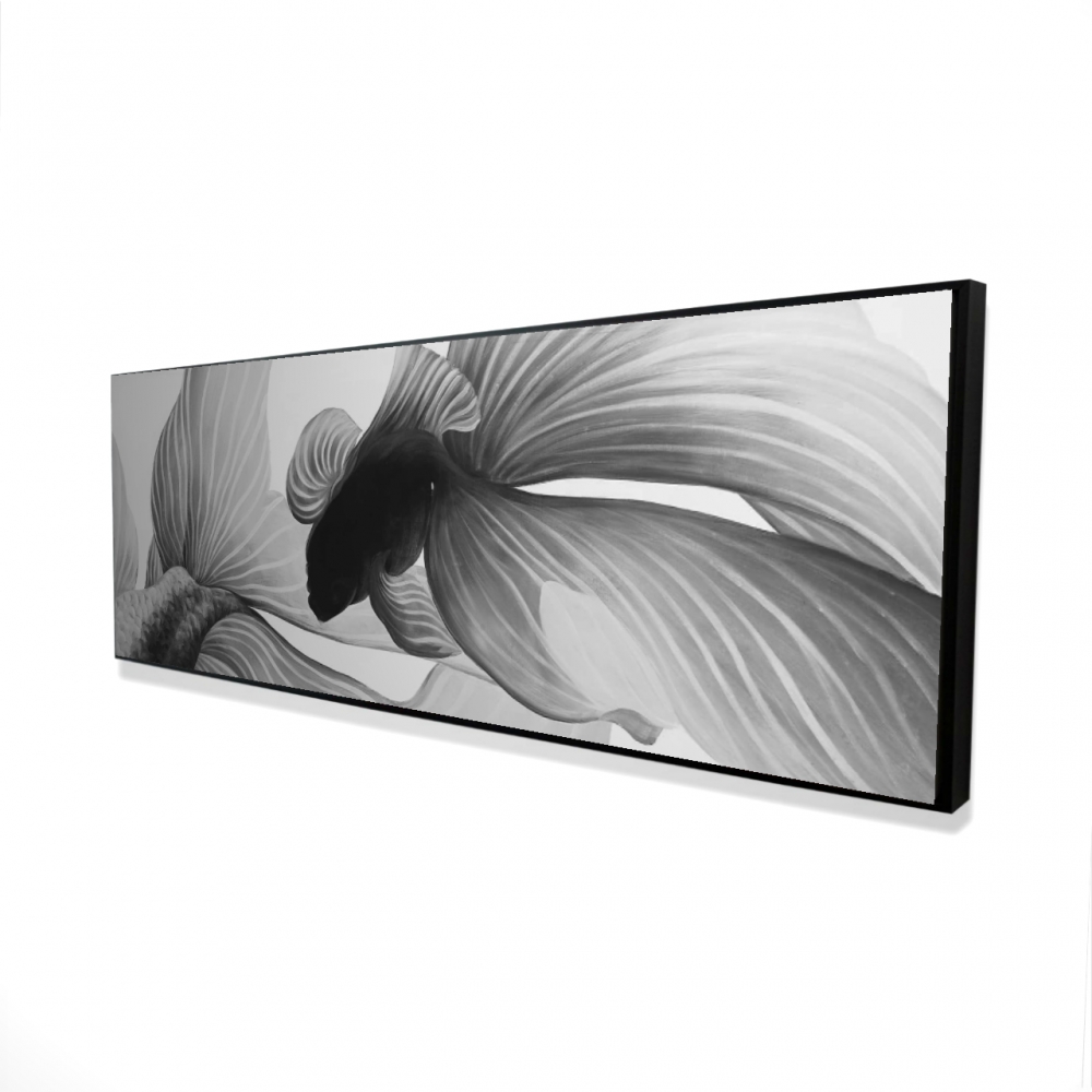 2081-2060-AN176-2 20 x 60 in. Monochrome Two Betta - Coastal Gray Framed Canvas Decor