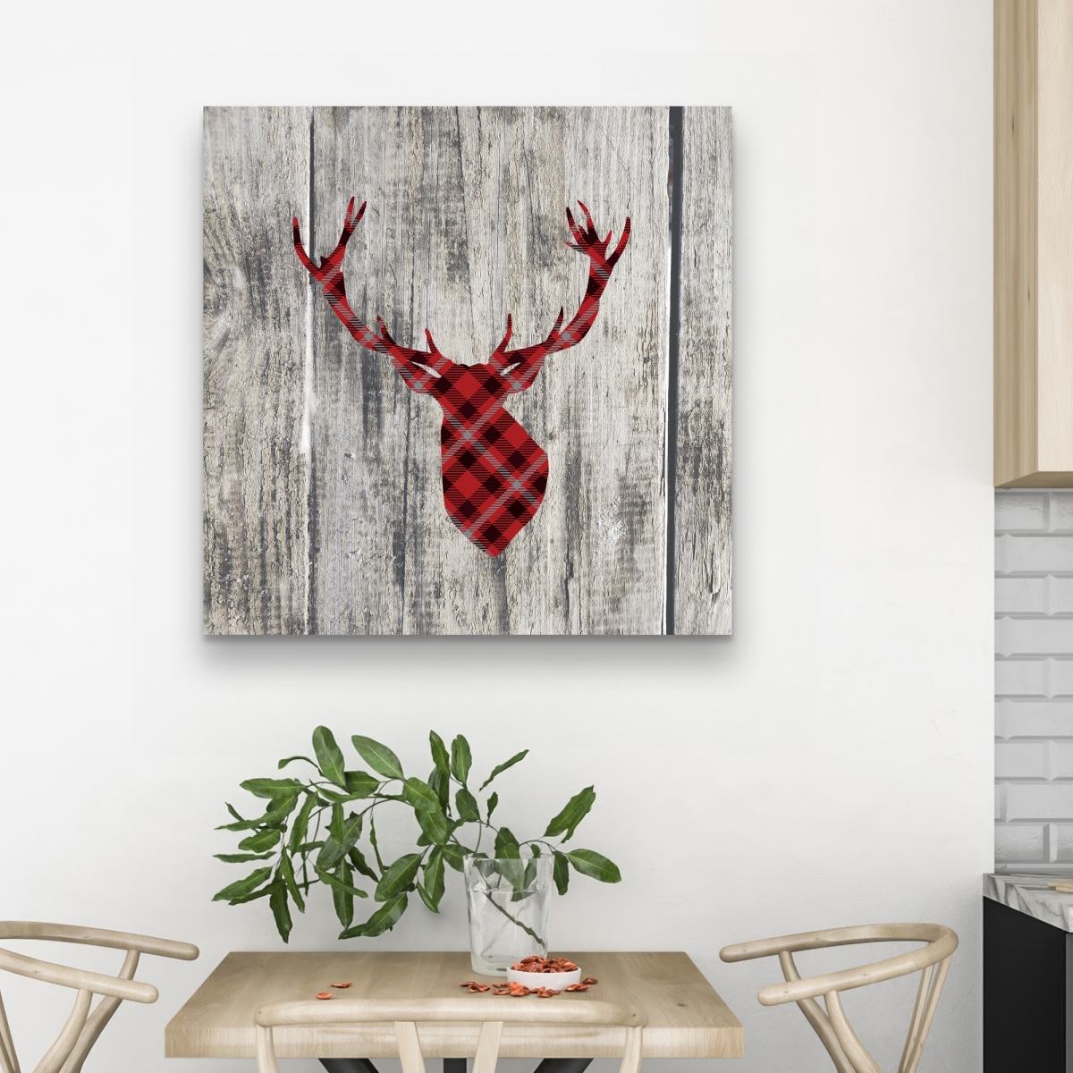 C1RC3232SFGRBN 32 x 32 in. Wood & Deer - Rustic Holidays Canvas for Home Decor
