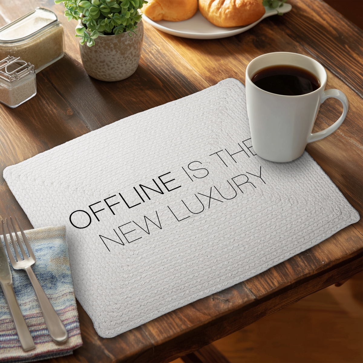 Picture of Begin Home Decor C6BP1418198L0U 14 x 18 in. Offline is the   Luxury - Braided Polyester Placemat - Set of 6