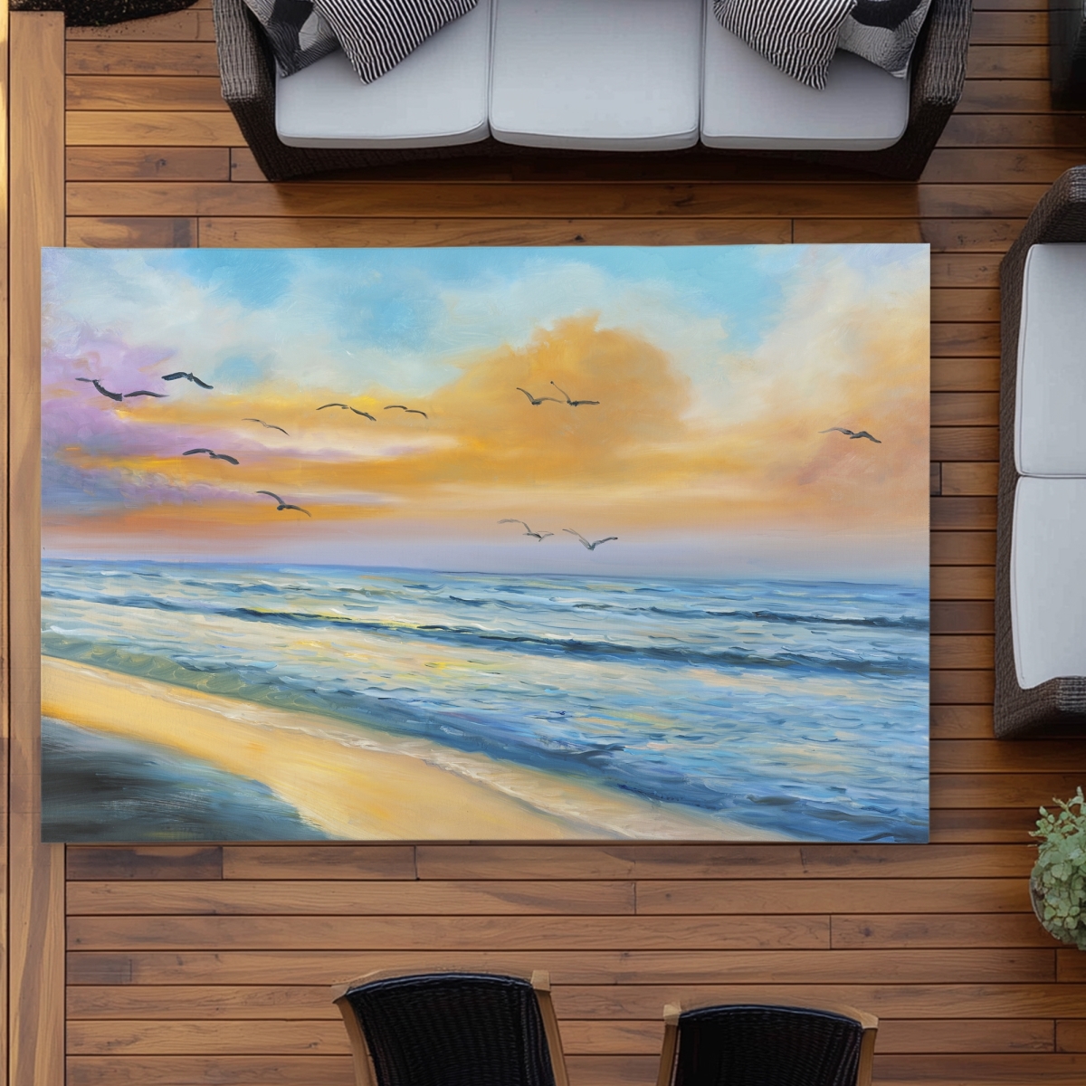C1ROAR57UDOZBZ 5 x 7 ft. Breathtaking Tropical Sunset Outdoor Area Rug - Scenic Coastal Decor - Rectangle