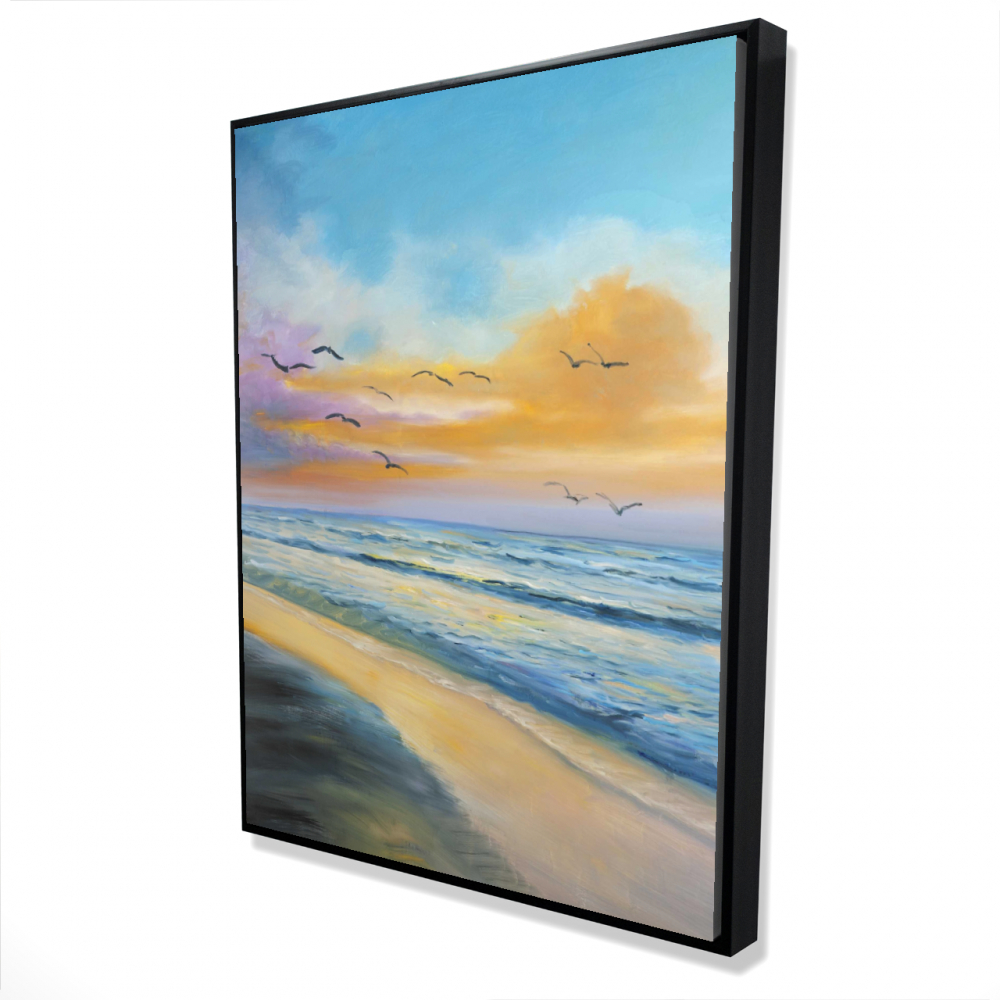 2081-4836-CO61 36 x 48 in. Breathtaking Tropical Sunset - Scenic Waves Framed Canvas Decor