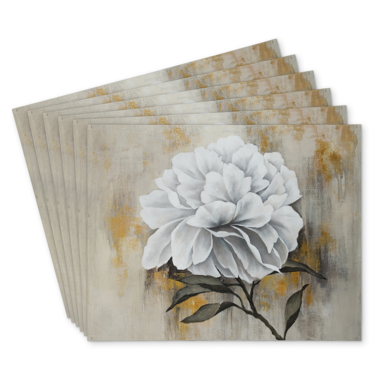 Picture of Begin Home Decor C6PP1418ZPLPU3 14 x 18 in. White Peony Polyester Placemat - Elegant Home Decor Accent - Set of 6