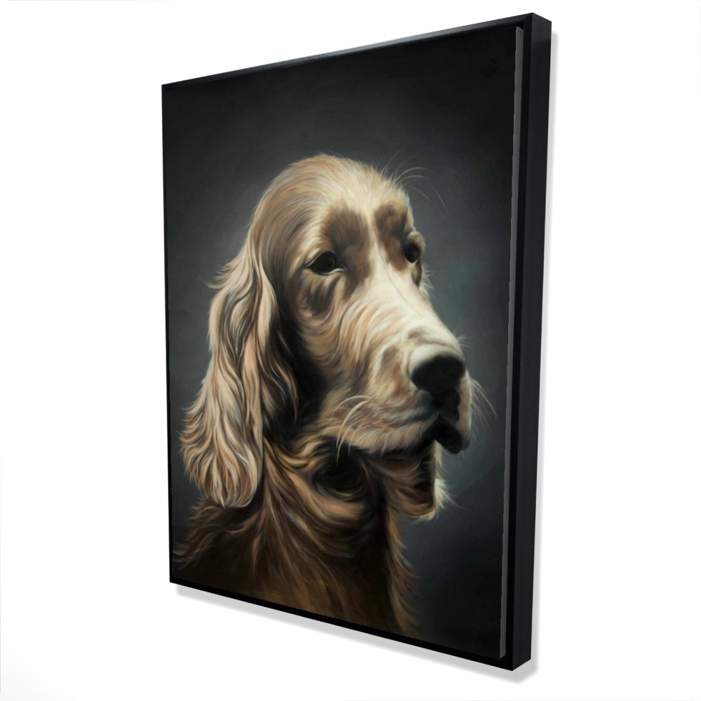 2081-4836-AN490 36 x 48 in. Field Spaniel Black Office Framed Canvas - Home Decor Art
