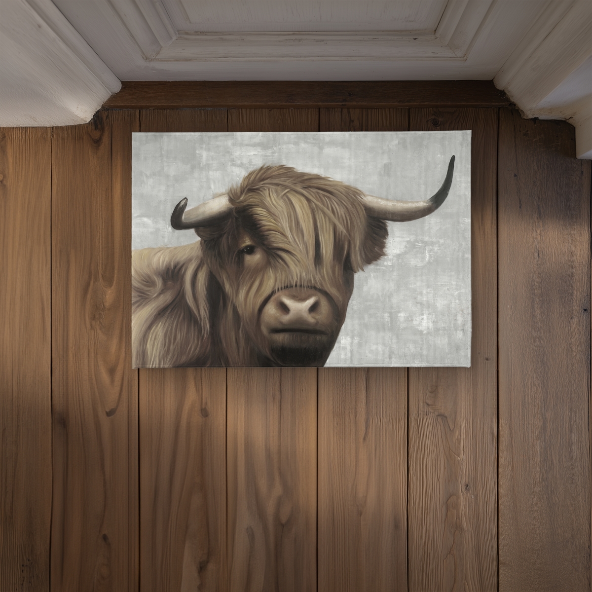CODM1724CM2650 17 x 24 in. Desaturated Highland Cattle Black Door Mat - Home Decor