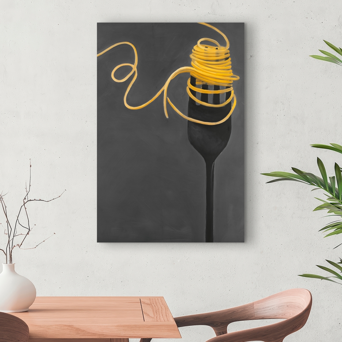 C1RC2436HRDRZX 24 x 36 in. Spaghetti Pasta Around a Fork - Gastronomy Canvas Decor