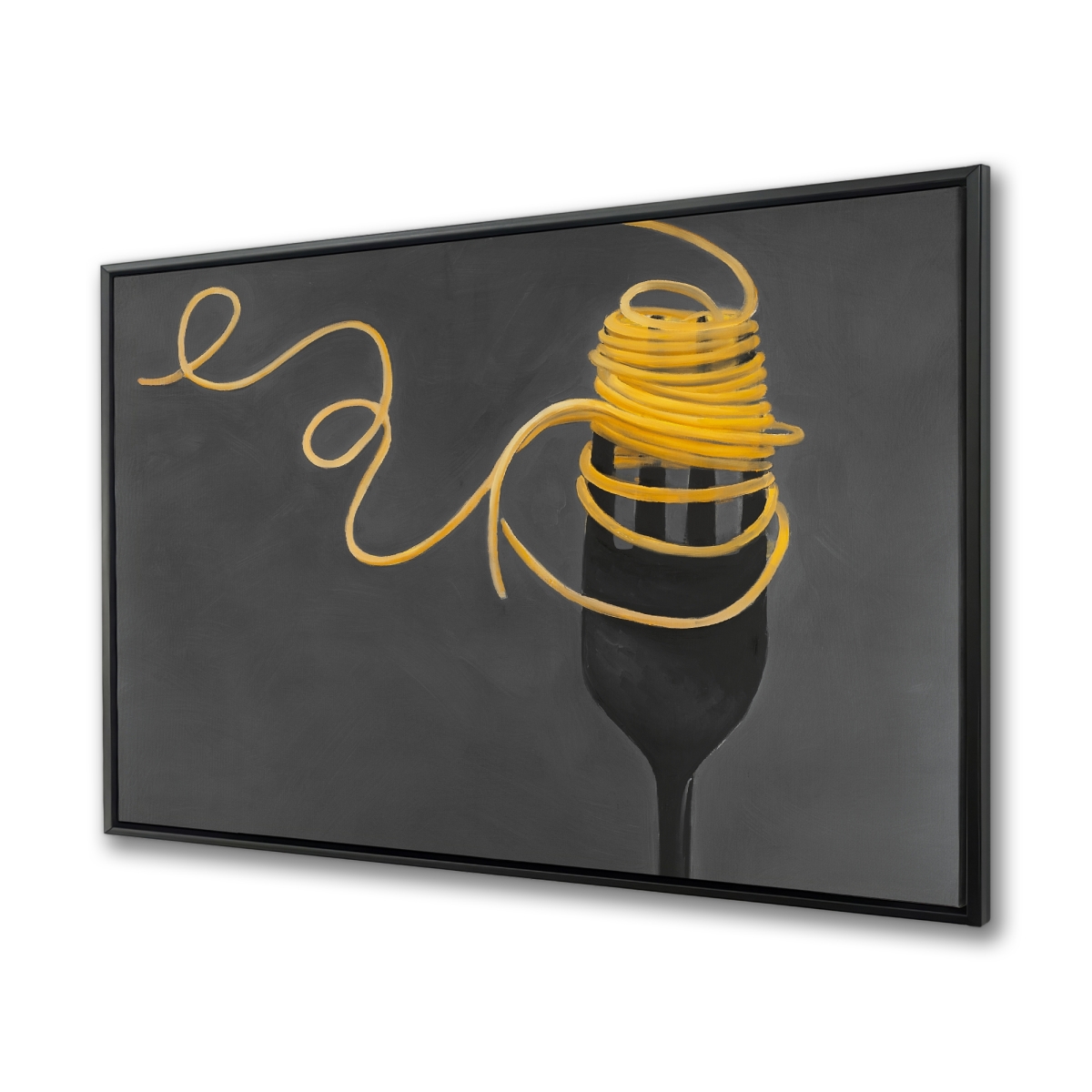 C1FC3648I3FYL9 36 x 48 in. Spaghetti Pasta Around a Fork - Yellow Framed Canvas Art
