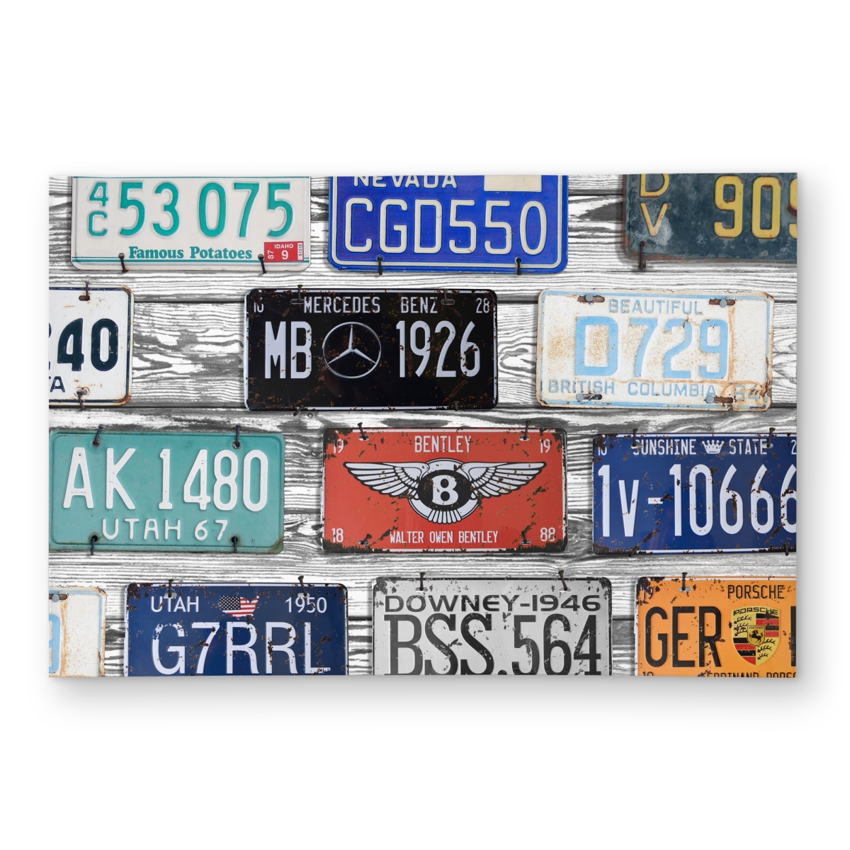 C1ROAR2378SQTD 2 x 3 ft. Vintage Plates Registration - Industrial Blue Outdoor Area Rug - Rectangle
