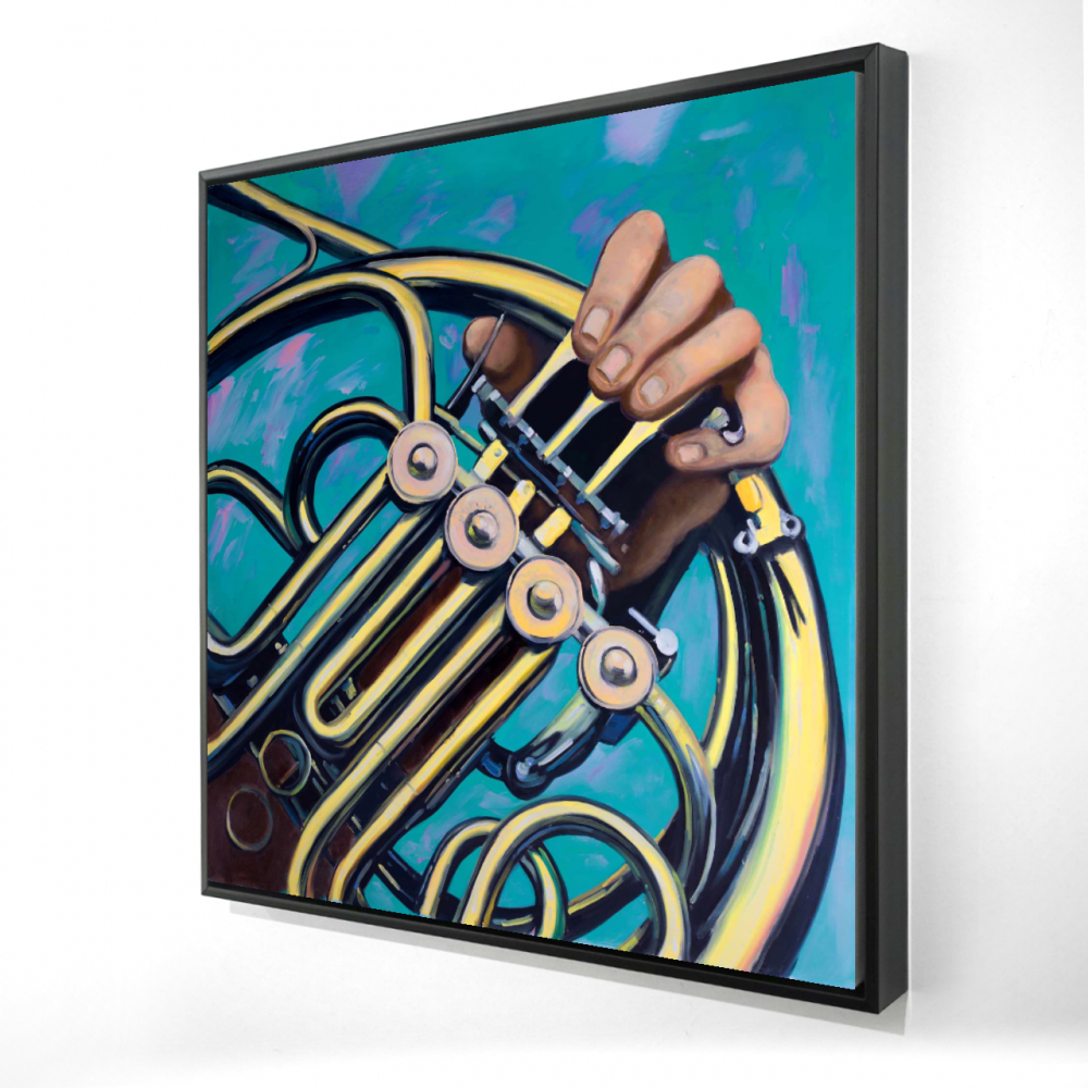 2081-3636-MU36 36 x 36 in. Musician with French Horn - Yellow Man Cave Canvas Decor
