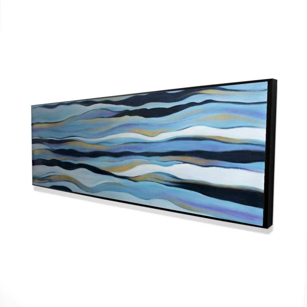 2081-2060-AB104 20 x 60 in. Blue Sweep - Gold Abstract Framed Canvas for Home Decor