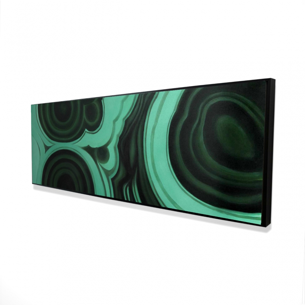 2081-2060-MN4 20 x 60 in. Malachite Stone Abstract Green Framed Canvas for Home Decor
