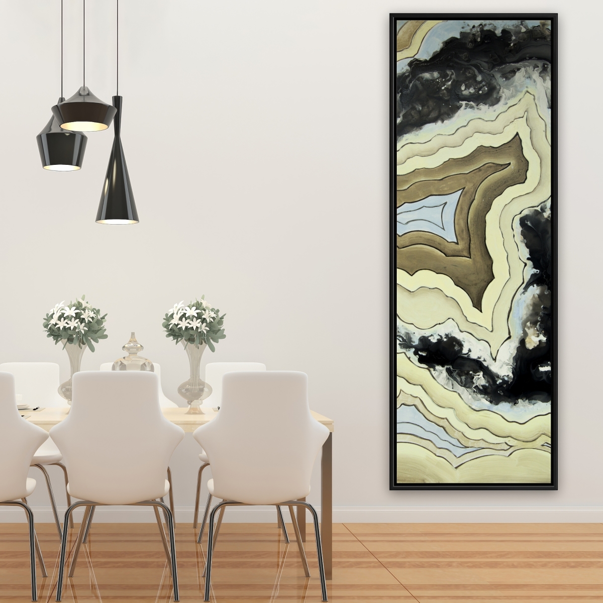 C1FC2060TMR3AV 20 x 60 in. Lace Agate - Beige Modern Framed Canvas for Home Decor