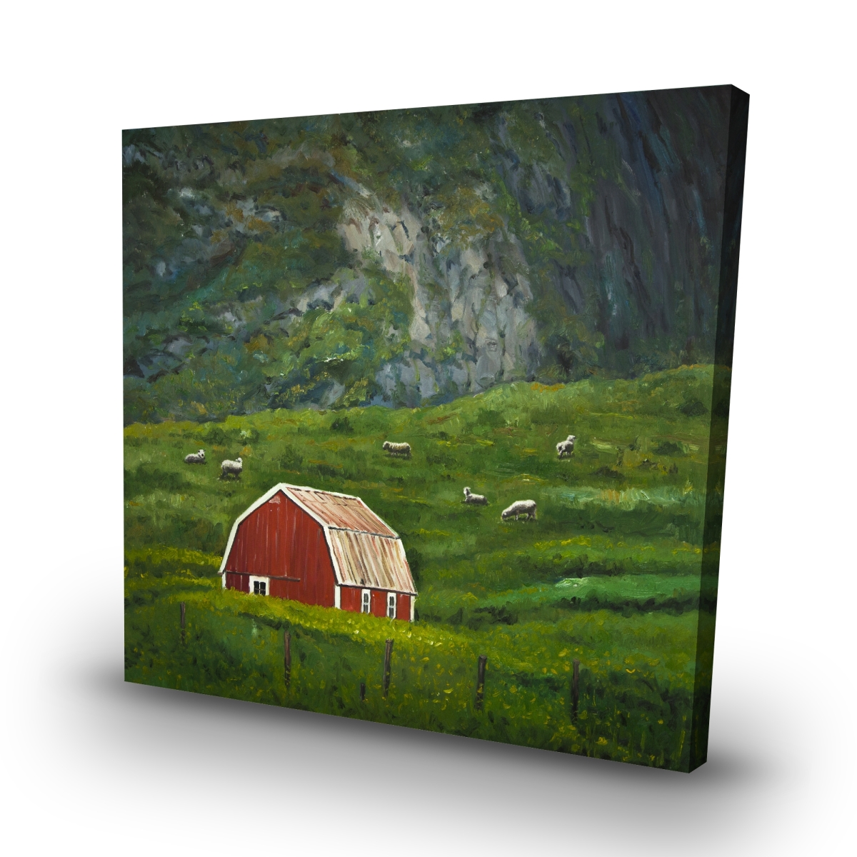 C1RC32320NF33V 32 x 32 in. Life in the Countryside - Farm Animals Green Canvas Decor