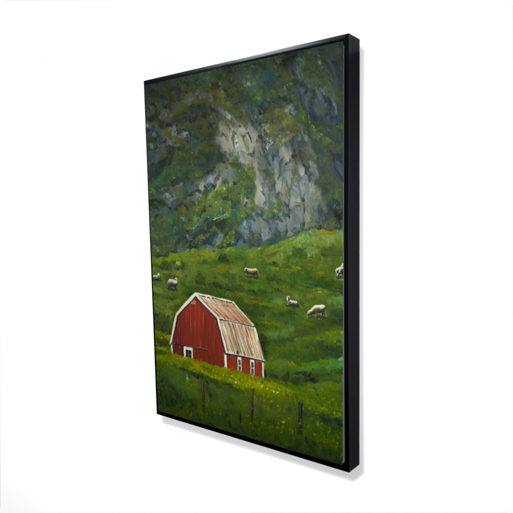 2081-3624-LA183 24 x 36 in. Life in the Countryside - Livingroom Mountains Framed Canvas