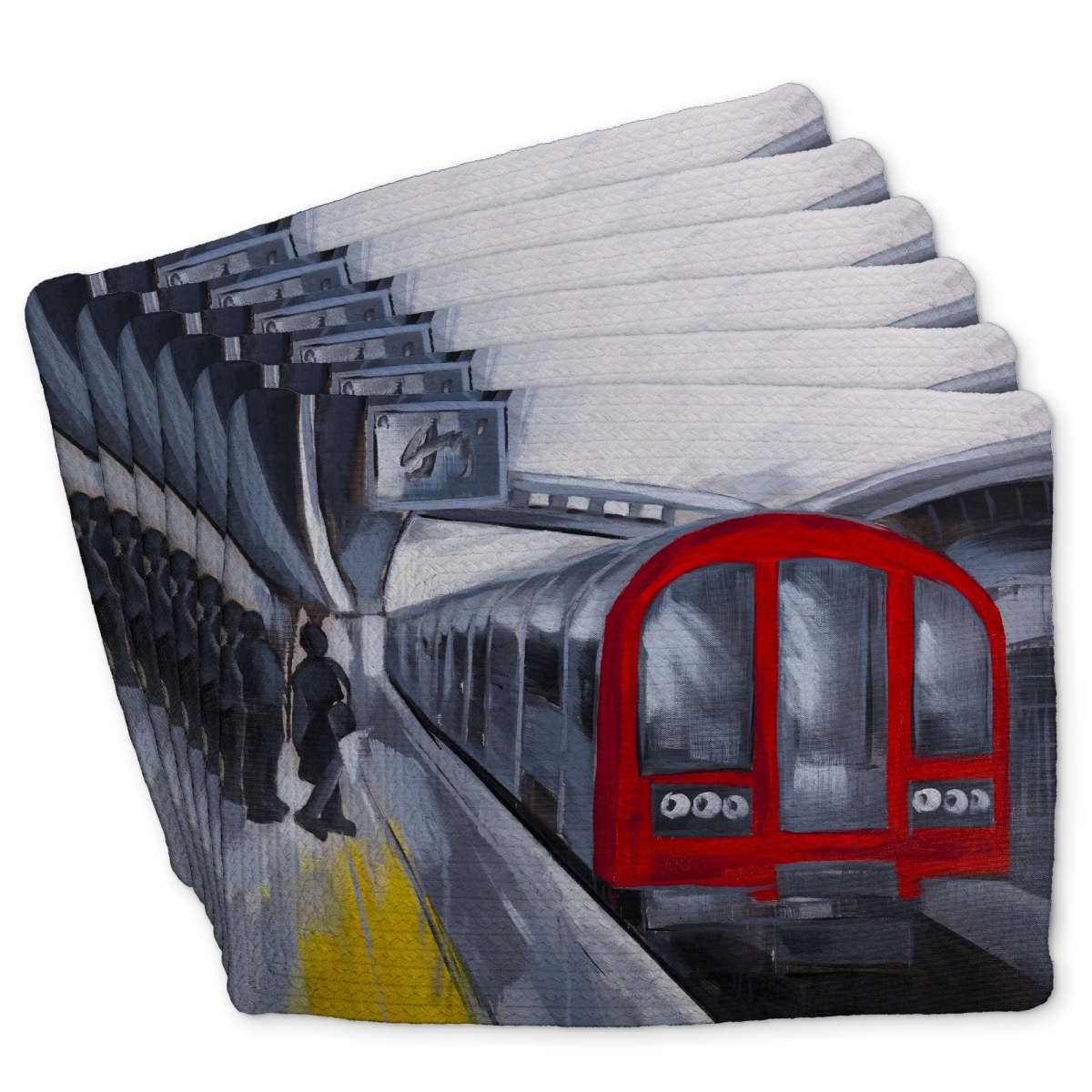 Picture of Begin Home Decor C6BP1418WDB8NB 14 x 18 in. People Waiting Metro Braided Polyester Placemat - Home Decor - Set of 6