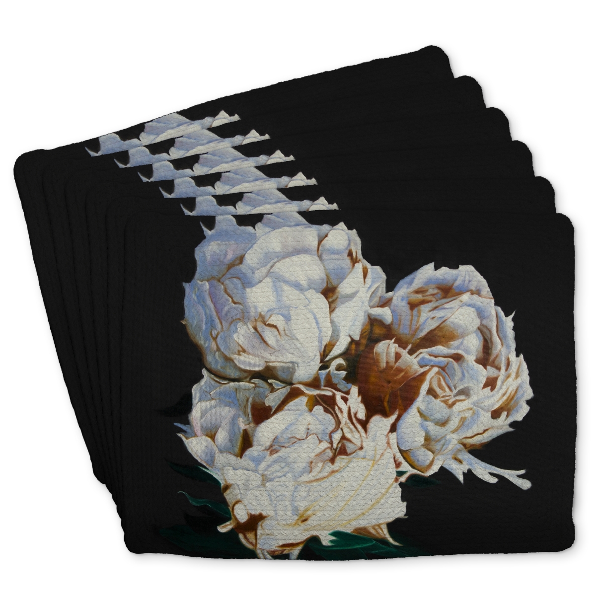 Picture of Begin Home Decor C6BP14184IMHLW 14 x 18 in. Blooming Peonies Braided Polyester Placemat for Home Decor - Set of 6